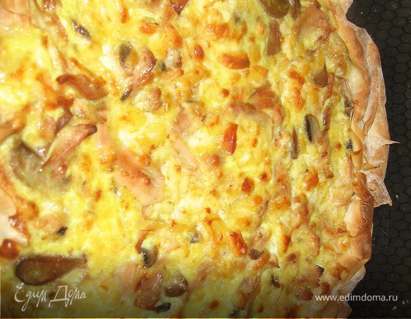 Пирог «три сыра с курицей»