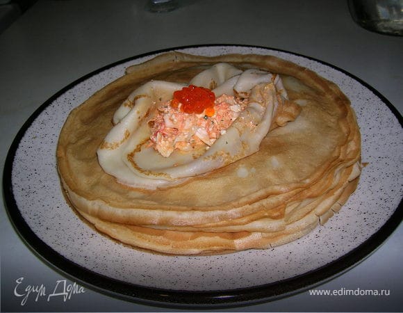 Блинчики с начинкой из брынзы и пекинской капусты Блинчики с начинкой из брынзы и пекинской капусты
