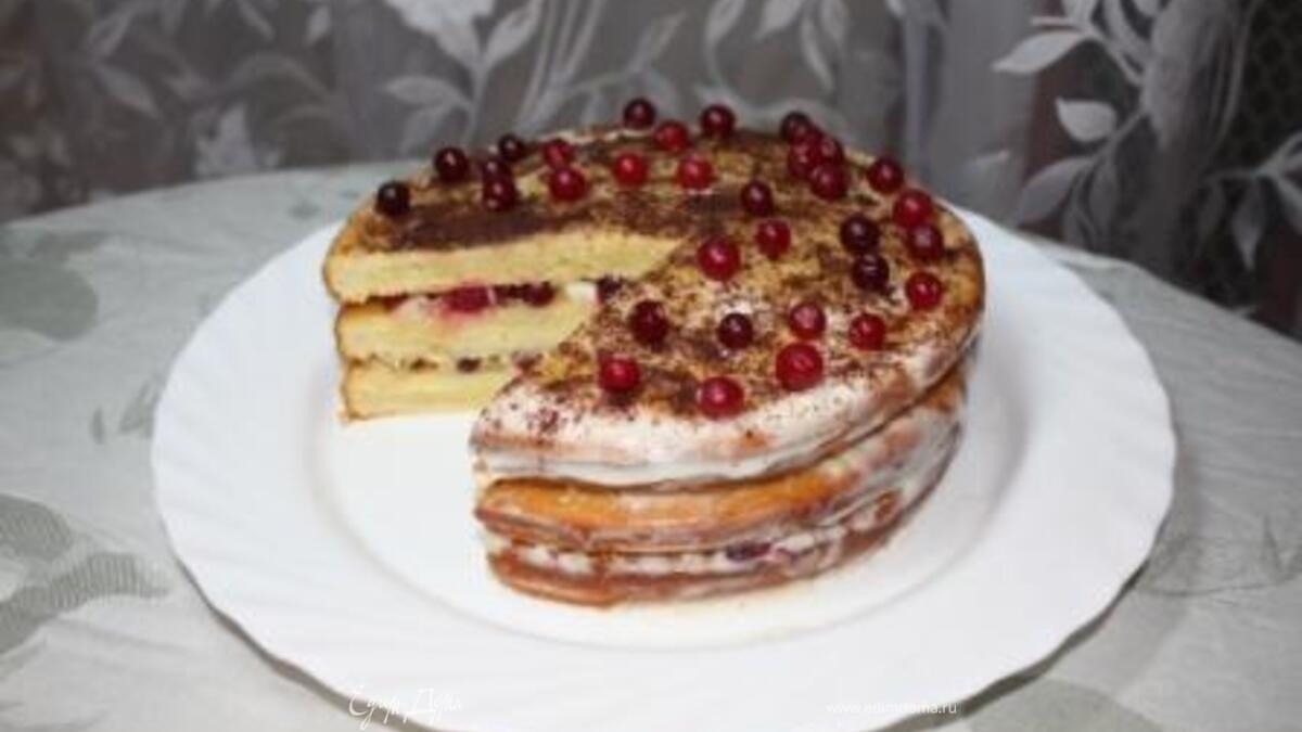 Торт с лимоном и клюквой