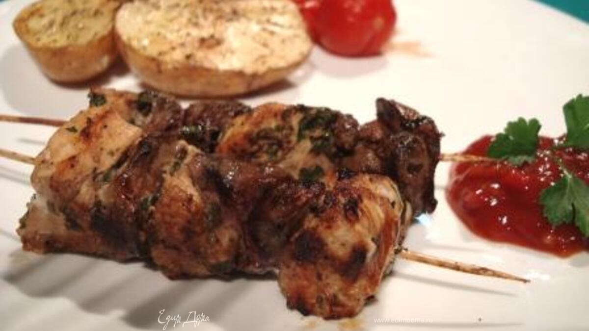 Шашлычок из куриного филе и печени