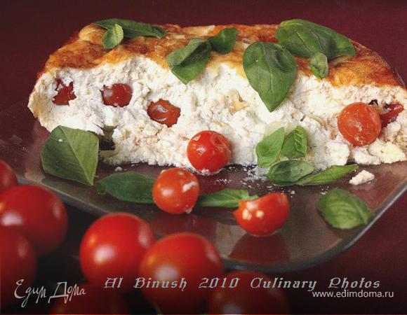 Творожный пудинг с помидорами