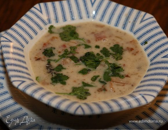 Суп из белой фасоли со сморчками