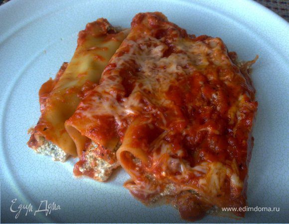 Каннелони с творогом (или рикоттой) и шпинатом Каннелони с творогом (или рикоттой) и шпинатом