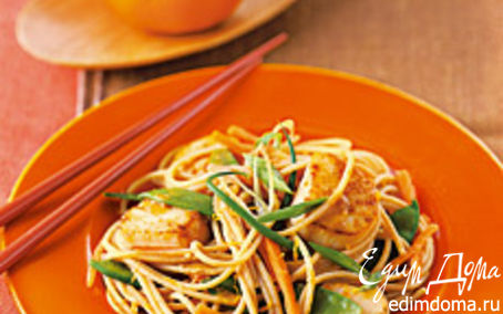 Рецепт Спагетти с морскими гребешками и мандариновым соусом