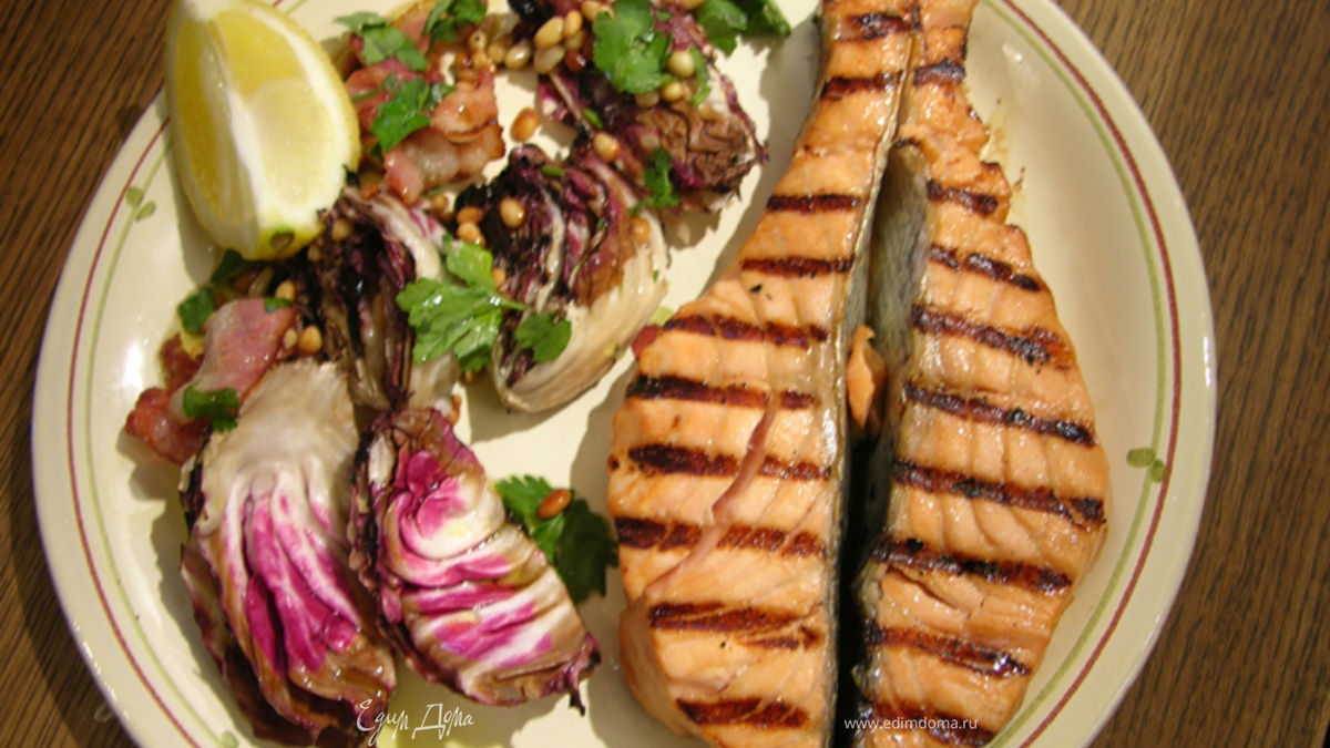 Маринованная семга на гриле