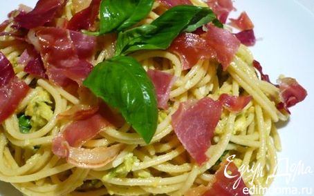 Рецепт Спагетти с авокадо и прошутто