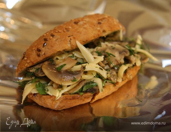 Бутерброд-ссобойка с грибами и сыром Бутерброд-ссобойка с грибами и сыром