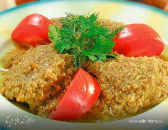 Зубатка с орехово-чесночным соусом