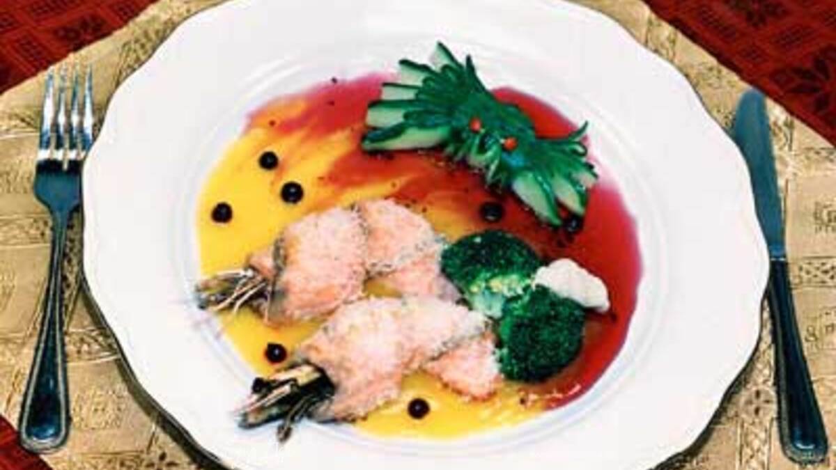 Семга с креветками «Лукоморье»