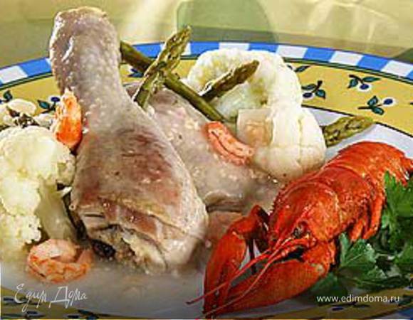 Курица с раками и цветной капустой