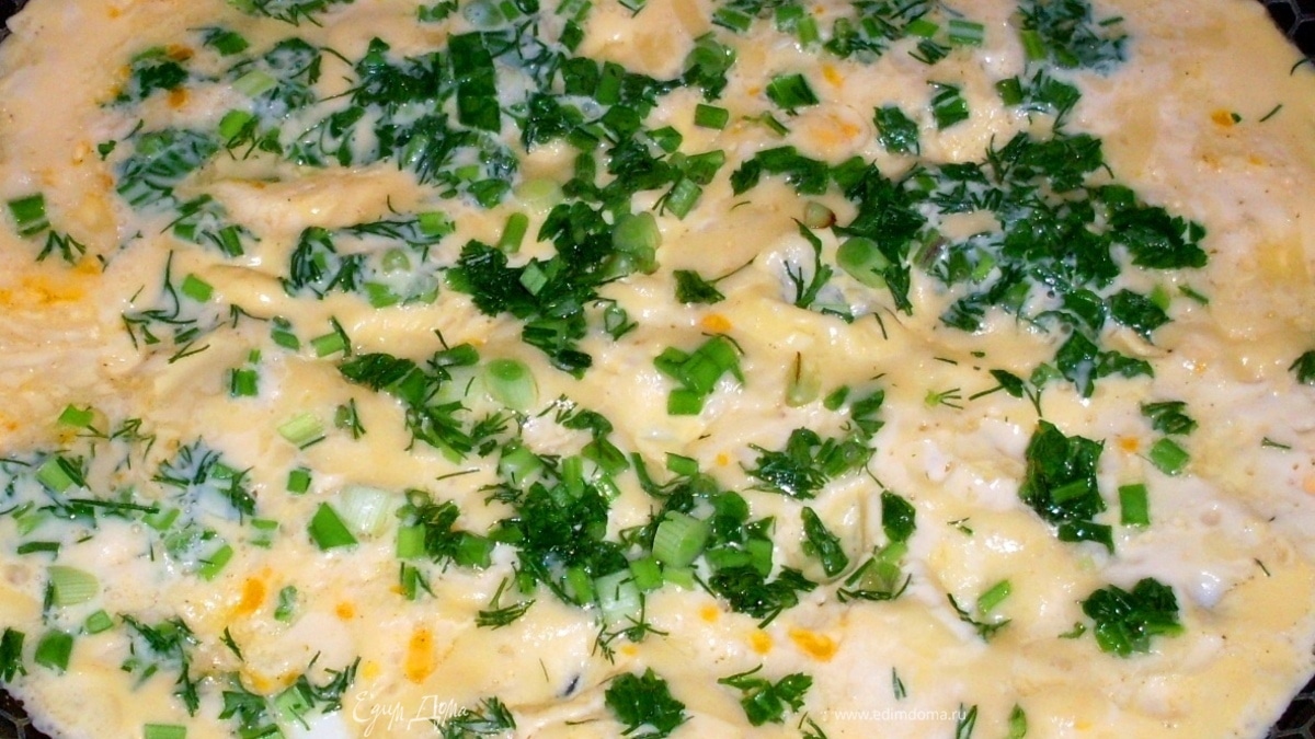 Омлет с сыром и зеленью