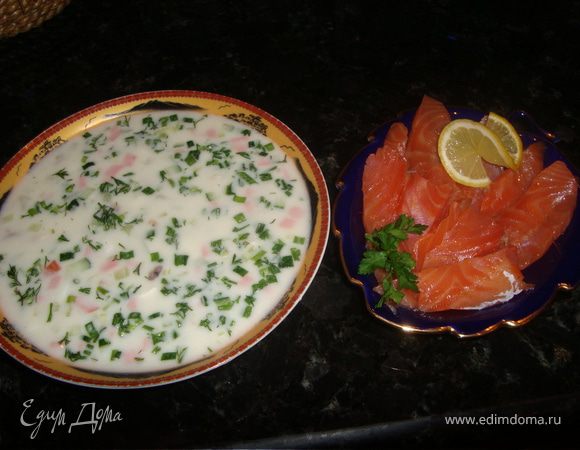 Окрошка на курином бульоне Окрошка на курином бульоне