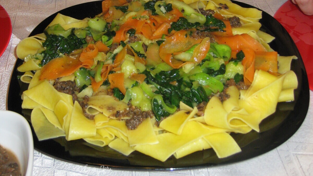 Феттучине с овощами