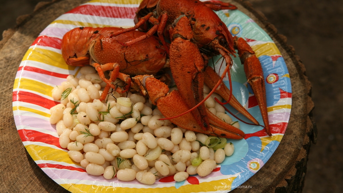 Фасоль с раками