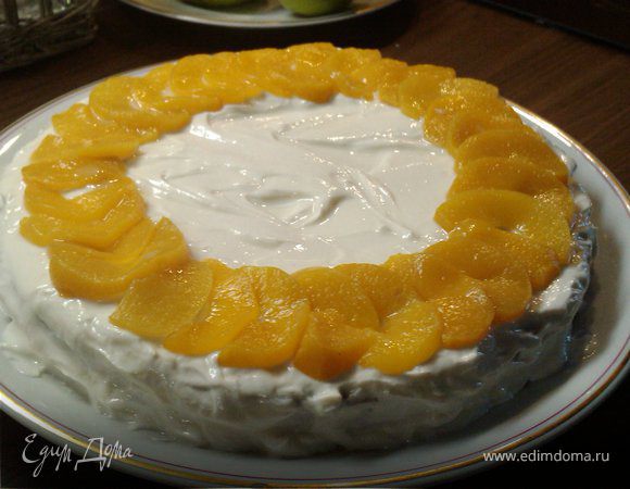 Пирог "Персики на снегу"