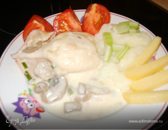 Кальмар, фаршированный картофелем с сыром