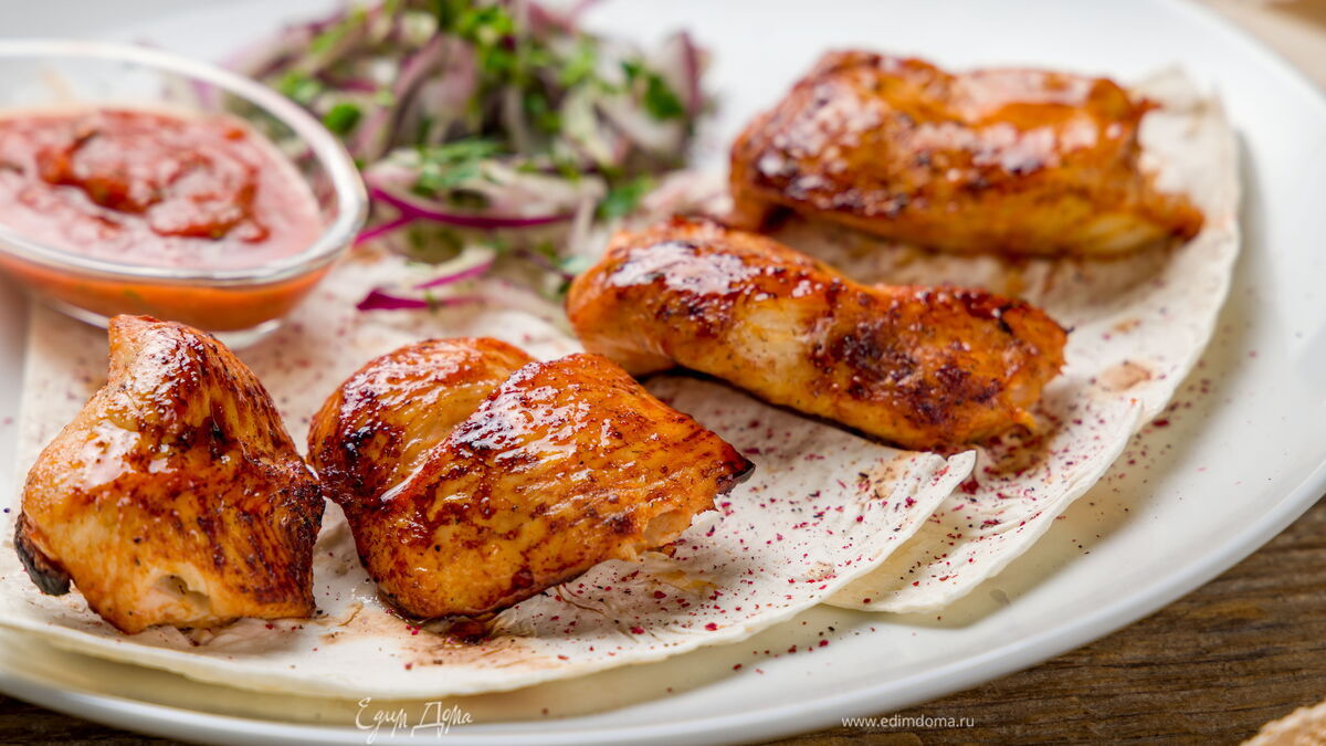 Шашлык из курицы в майонезе