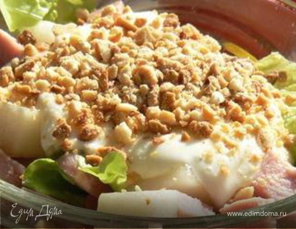 Салат с ветчиной и грушами