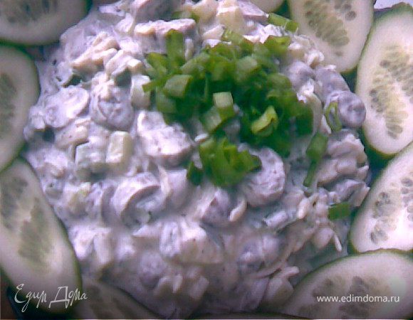 Салат из сыра и сердечек