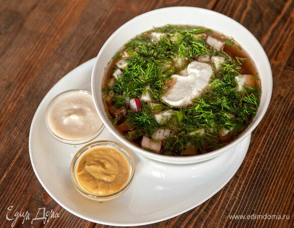 Окрошка на квасе с горчицей