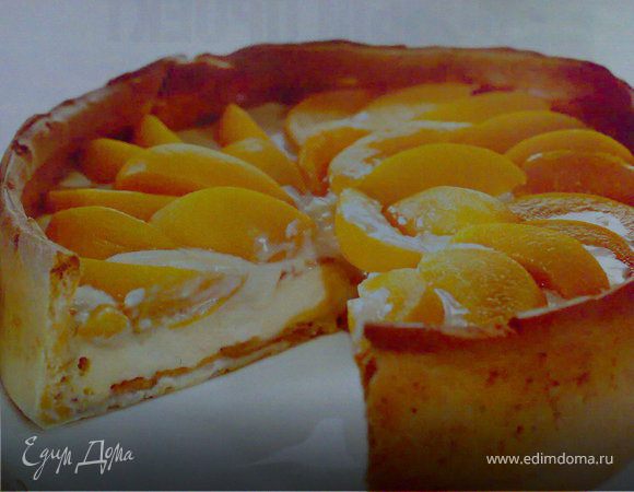 Торт из белого шоколада с персиками