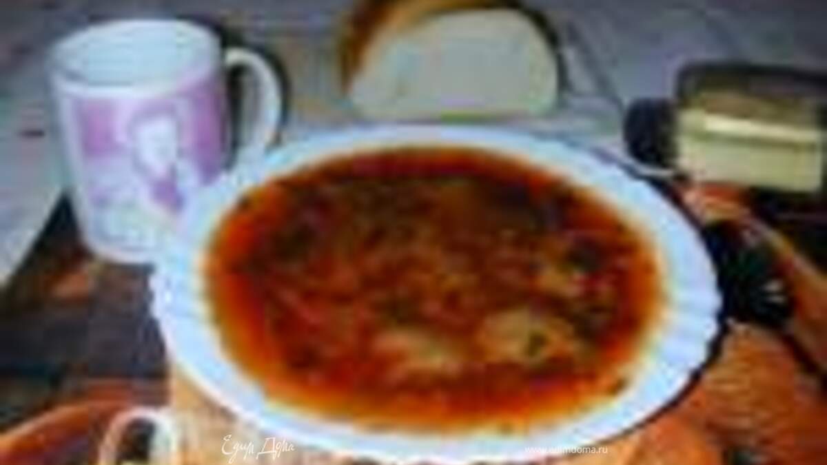 Борщ с белыми грибами и пампушками