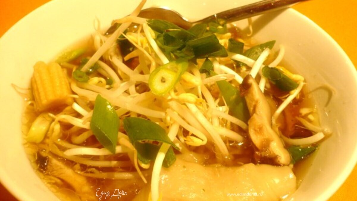 Кантонский суп с вонтонами