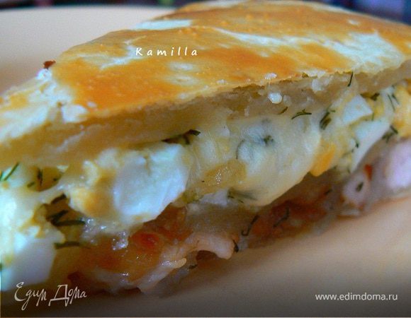 Пирог с мясом, луком, яйцами и сыром Пирог с мясом, луком, яйцами и сыром