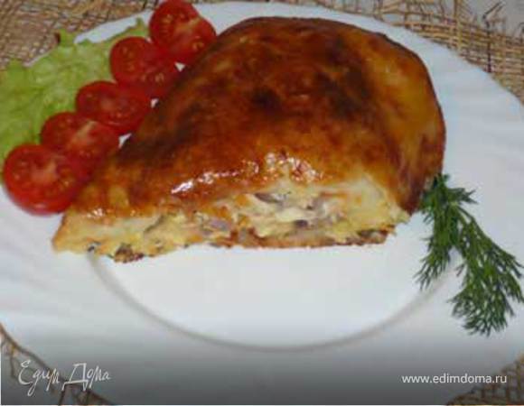 Картофельный рулет с начинкой из курицы