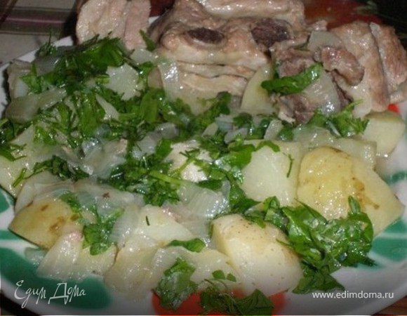 Ребра с картофелем под ананасовым соусом