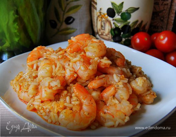 Плов с креветками по-гречески Плов с креветками по-гречески