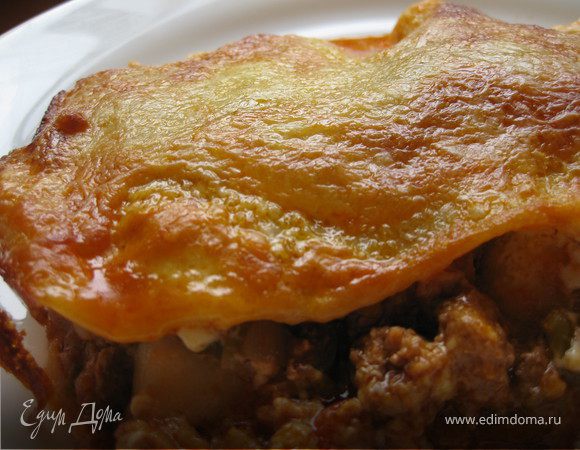 Лазанья с фаршем, овощами и грибами