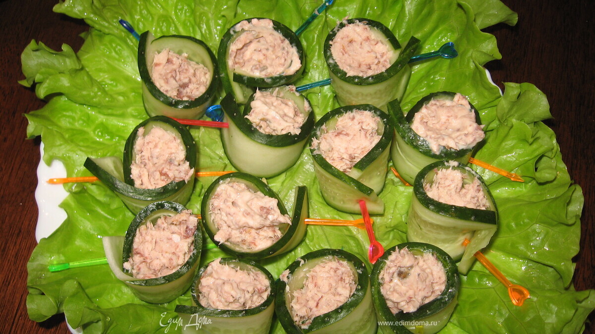 Рулеты из огурца с тунцом