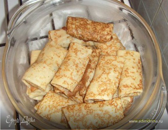 Тонкие блинчики на кефире с начинкой Тонкие блинчики на кефире с начинкой