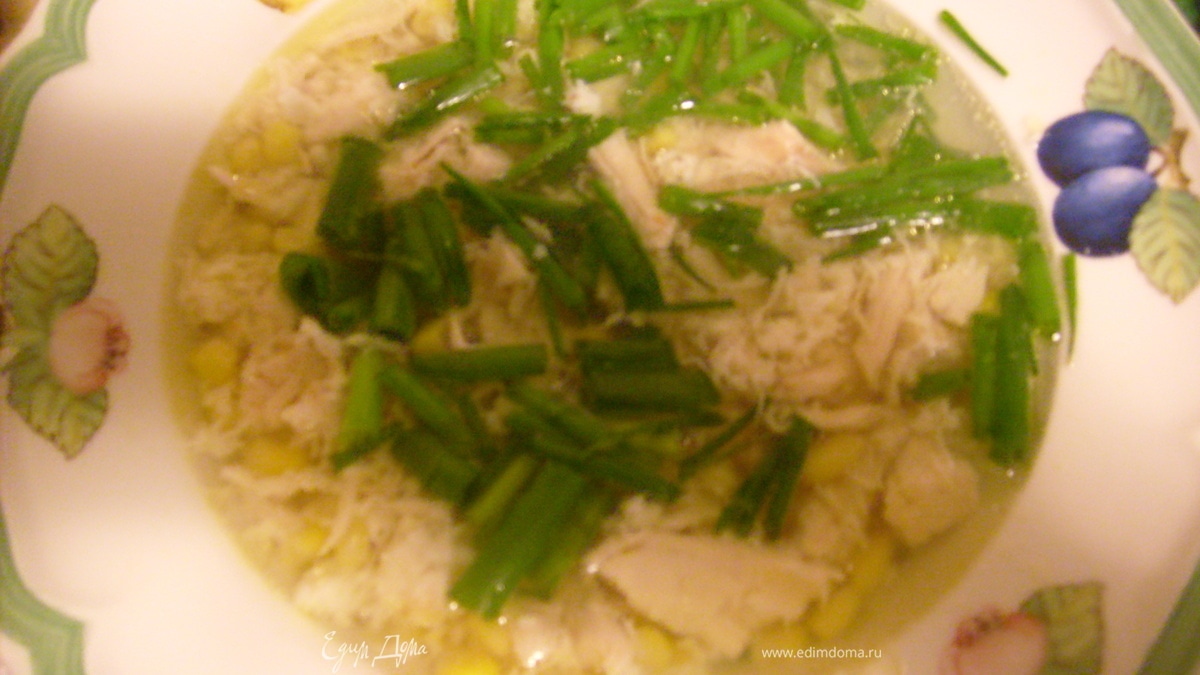 Куриный супчик с кукурузой и зеленью
