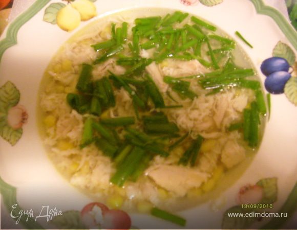 Куриный супчик с кукурузой и зеленью