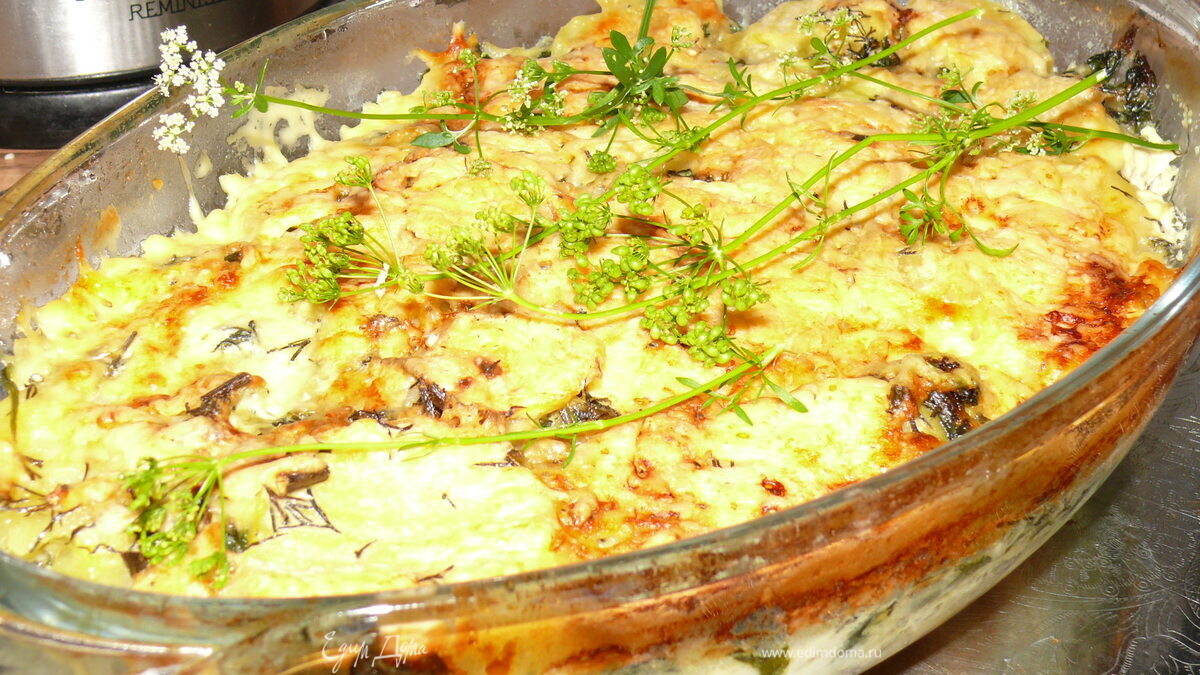 Рыбная запеканка с картофелем и шпинатом