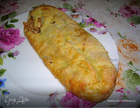 Рулет из творожного теста с яблоками Рулет из творожного теста с яблоками