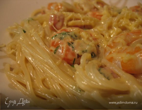 Паста Карбонара с креветками