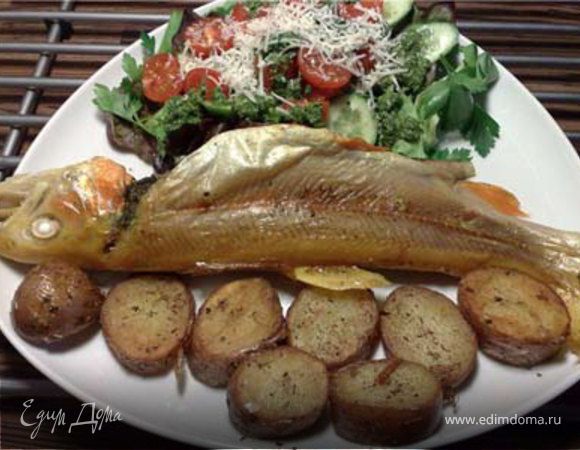 Рыба, запеченная с песто Рыба, запеченная с песто