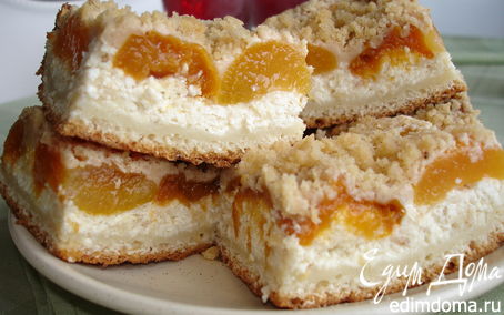 Рецепт Открытый пирог с абрикосами и творогом