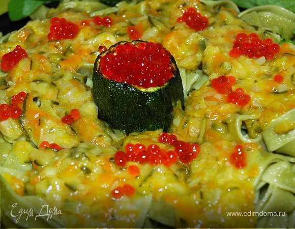 Тальятелле с красной икрой