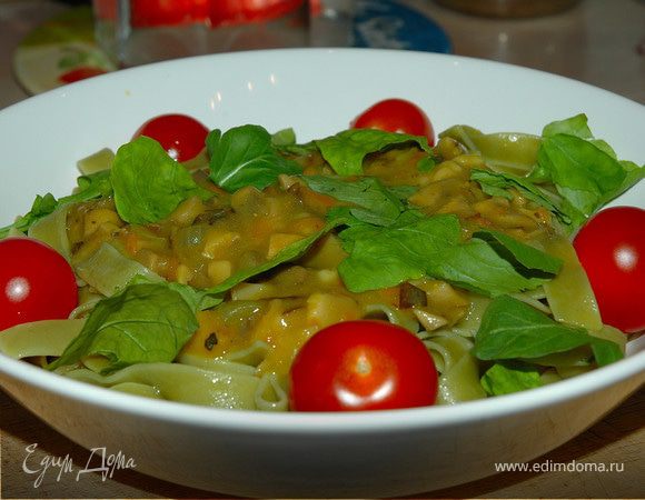 Шпинатные тальятелле с грибами (Постные дни)