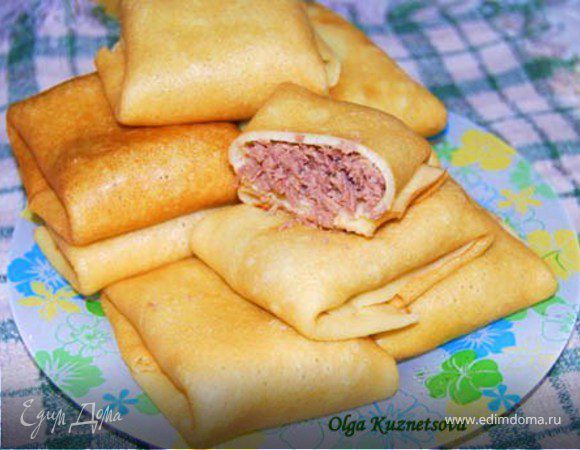 Блинчики с мясом домашние