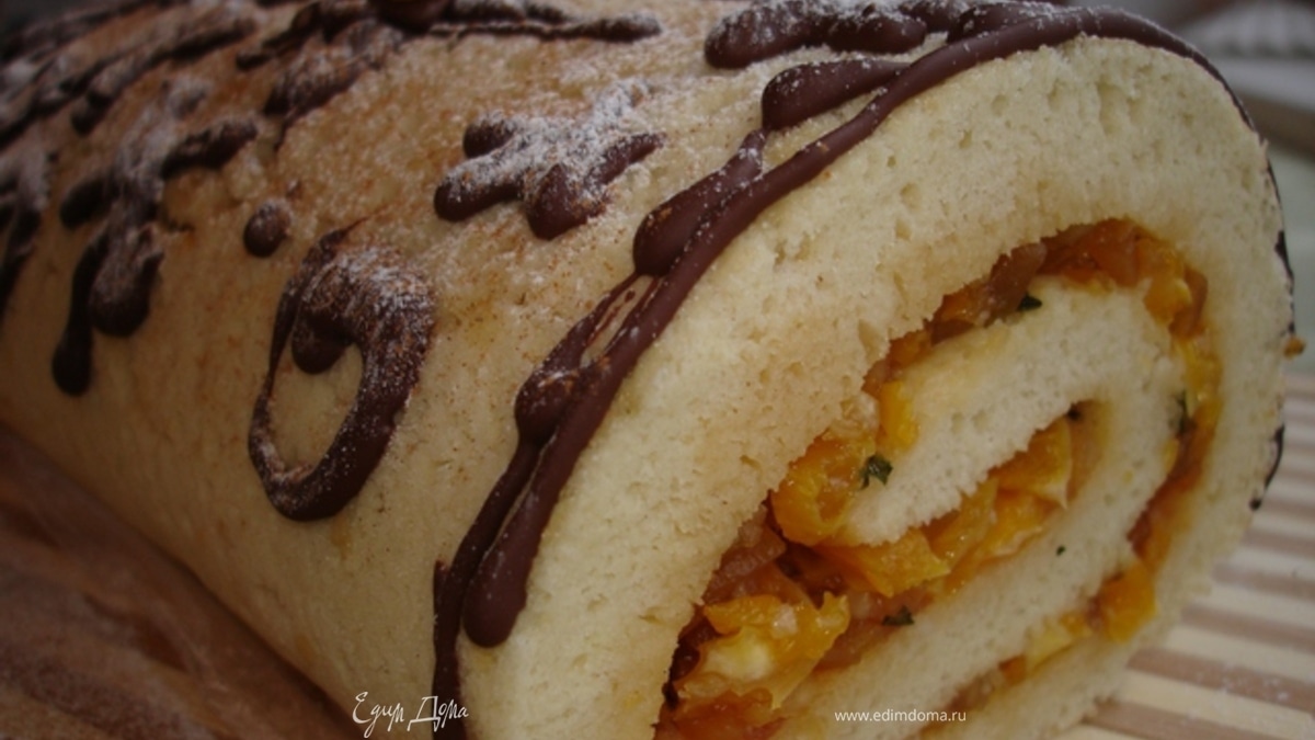 Бисквитный рулет с цитрусовыми