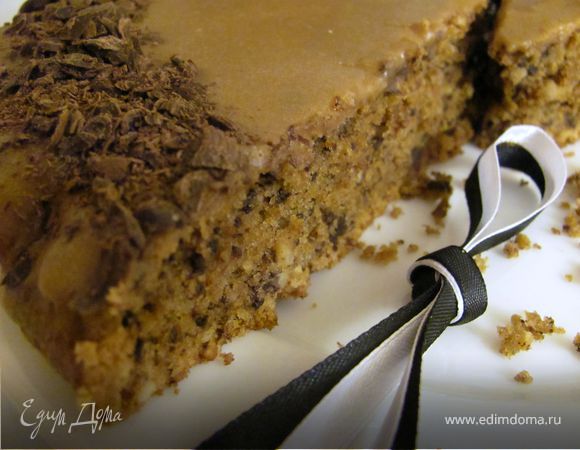 Кофейно - ореховый пирог с глазурью