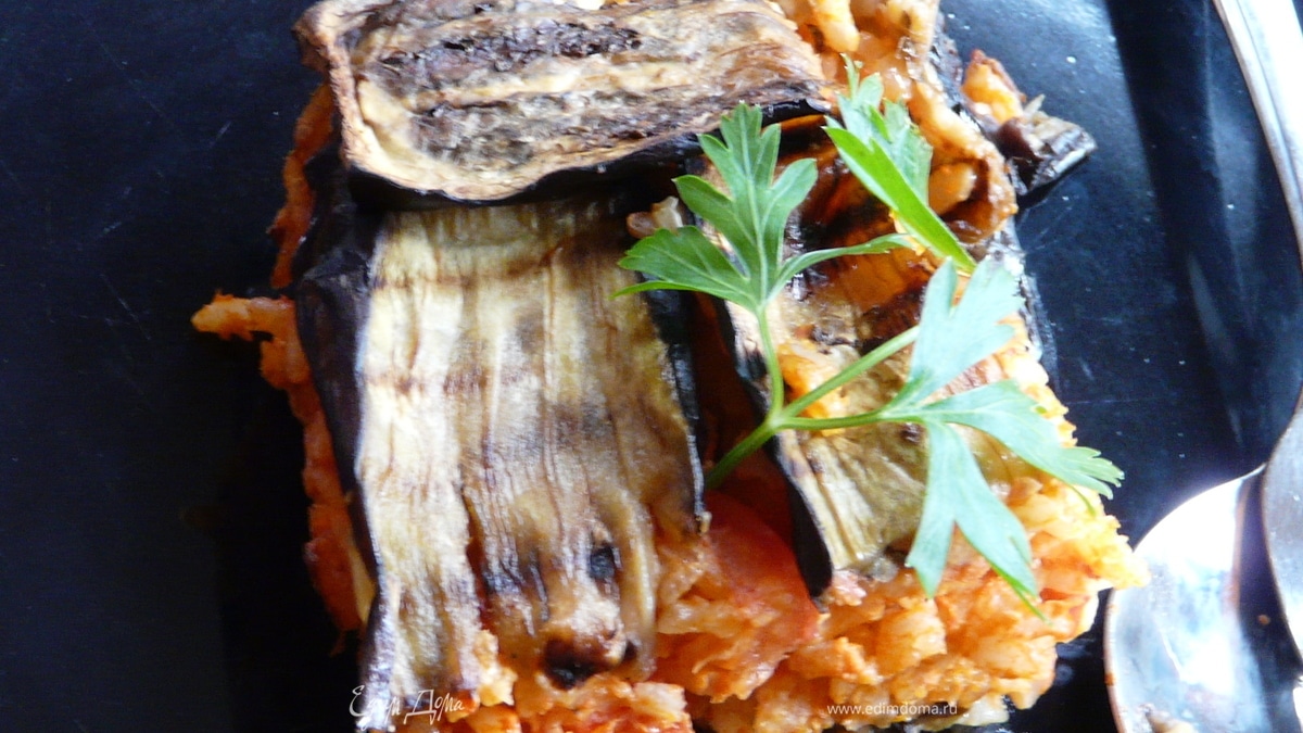 Ленивый рис с баклажаном