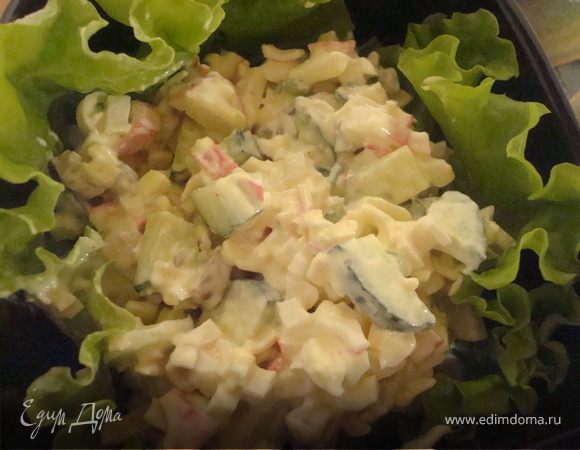 Салатик с шампиньоном и крабовыми палочками