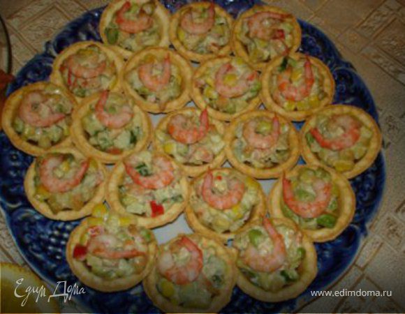 Салатик из креветок в тарталетках Салатик из креветок в тарталетках