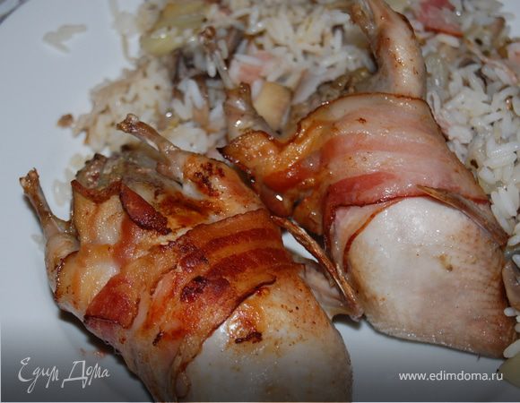 Перепела "Федя, дичь!", фаршированные паштетом в беконе